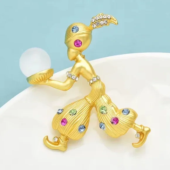 Aladdin Sultan Crystal Golden Fortune Brooch - Picture 6 of 6